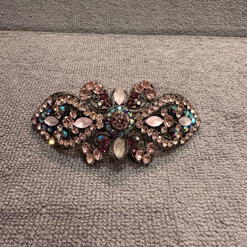 Vintage rhinestone barrette- Pink, Lilac & Purple